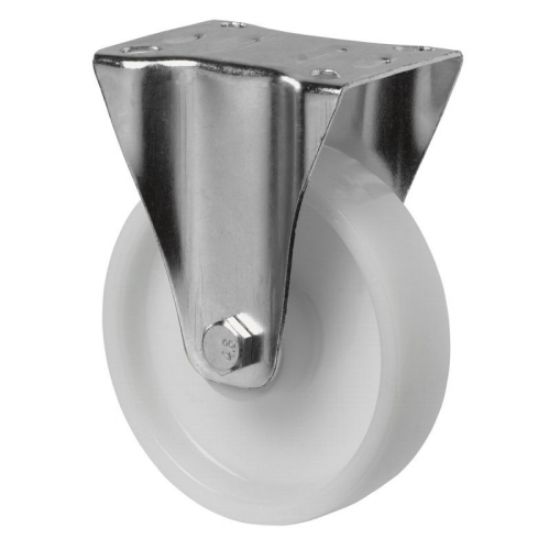 Kolo transportno fiksno, iz umetne mase, bele barve