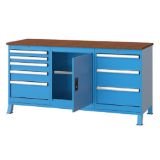 Slika MIZA DELOVNA S POLICO, 1700X850X600MM, 8 PREDALOV (2X75, 100, 125, 175, 3X200MM)