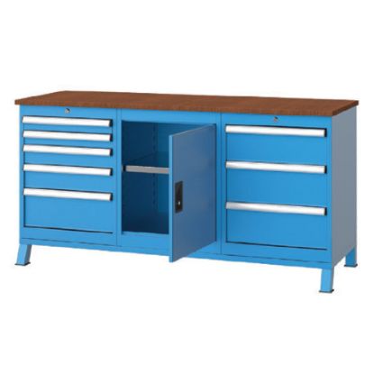 Slika MIZA DELOVNA S POLICO, 1700X850X600MM, 8 PREDALOV (2X75, 100, 125, 175, 3X200MM)