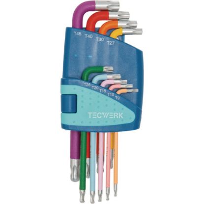 Slika KLJUČ KOTNI v 9-delni gar. TX9-TX45 ,s krogelno glavo, barvni ,TECWERK