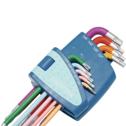 Slika KLJUČ KOTNI v 9-delni gar. TX9-TX45 ,s krogelno glavo, barvni ,TECWERK