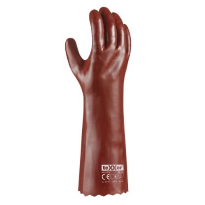 Slika DELOVNE ROKAVICE ZA KEMIKALIJE,PVC,RDEČE, DOLŽINE 45 CM,TEXXOR 2173, VEL.10