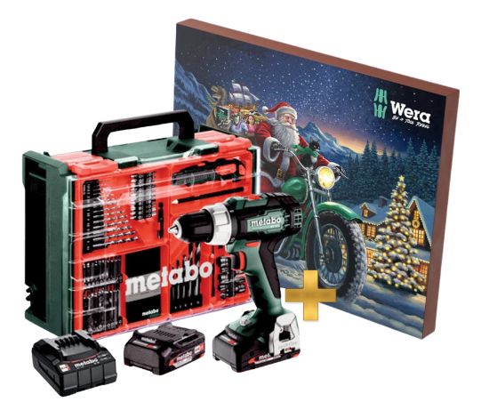 BATERIJSKI VRTALNIK/VIJAČNIK BS18 L SET (74-delni) METABO (614051710)+Wera Adven