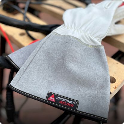 Slika Rokavice delovne za varilce Aruba, belo-sive barve, Hase 403850