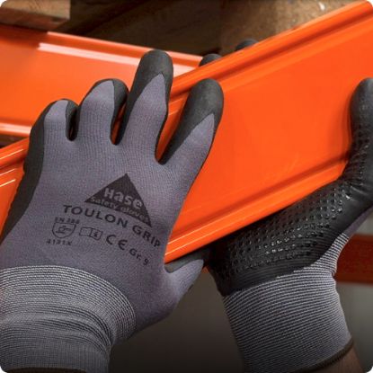 Slika Rokavice večnamenske Toulon Grip s prevleko iz nitrilne pene, sivo-črno, Hase 50
