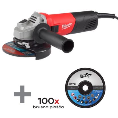 Slika BRUSILKA KOTNA AG 10-125 MILWAUKEE (4002395260874) + 100x PLOŠČA BRUSNA ZA ŽELEZ