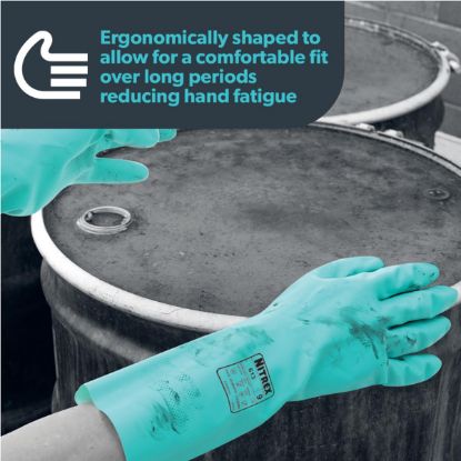 Slika Rokavice odporne na kem. iz nitrila, zelene barve, NITREX 613