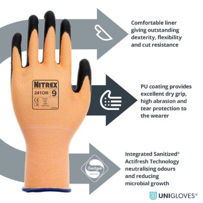 Slika Rokavice protiurezne CUT B, iz vlaken HPPE, s prevleko PU,NITREX 241OR