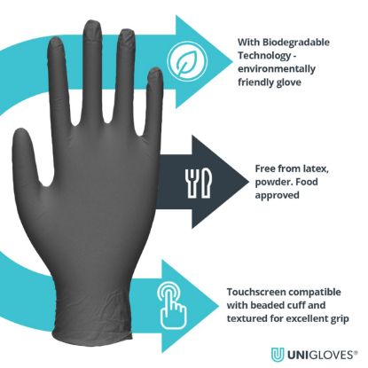 Slika Rokavice za enkratno uporabo iz nitrila, črne barve, GM009