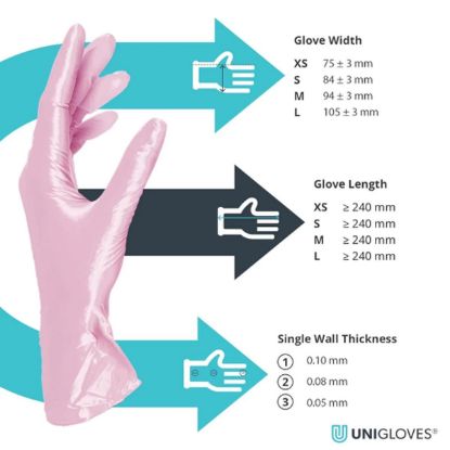 Slika Rokavice za enkratno uporabo iz nitrila, metalic roza