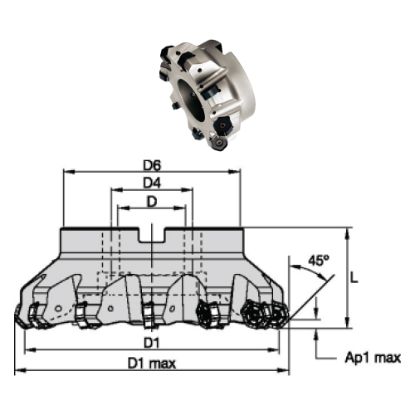 Slika Gar. rezkalna glava M1200 + pl.HNPJ 0905ANSN-MM WU20PM