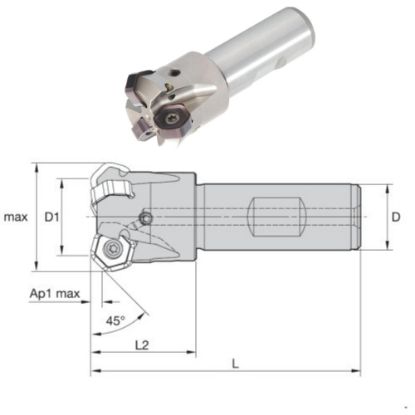 Slika Gar. rezkalna glava M1200 mini Weldon vpetje + pl.HNPJ 0704ANSN-MM WU20PM