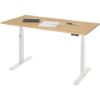 Električna dvižna pisalna miza z ploščo iz bukovega lesa, svetlo siva