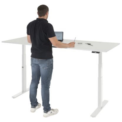 Slika Električna dvižna pisalna miza z melaninsko ploščo, svetlo siva