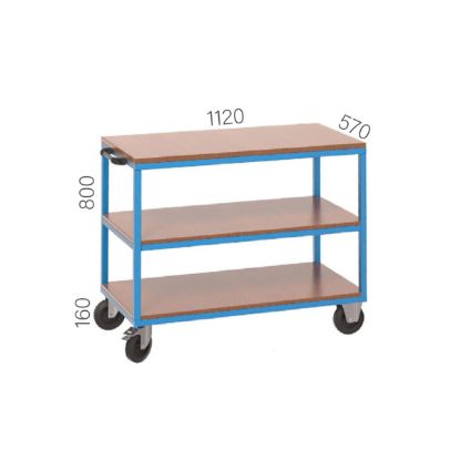 Slika VOZIČEK DELOVNI, 3 odlagalne površine, 300kg nosilnosti, 1120x570x800mm