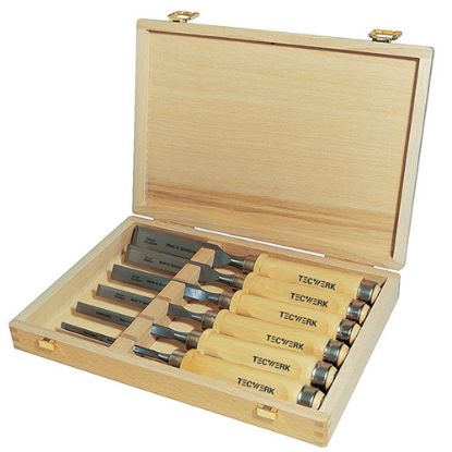 Slika Firmer chisel set hornbeam handle Ulm shape ,TECWERK