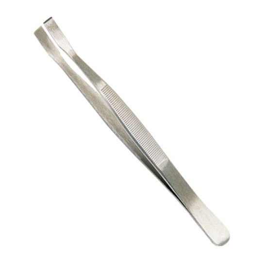 Flat nose tweezers rectangular tips, stainless steel ,TECWERK