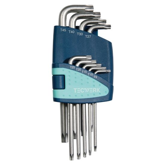 KLJUC TORX KOTNI V 9-DELNI GARNITURI,  TX9-TX45 - TECWERK