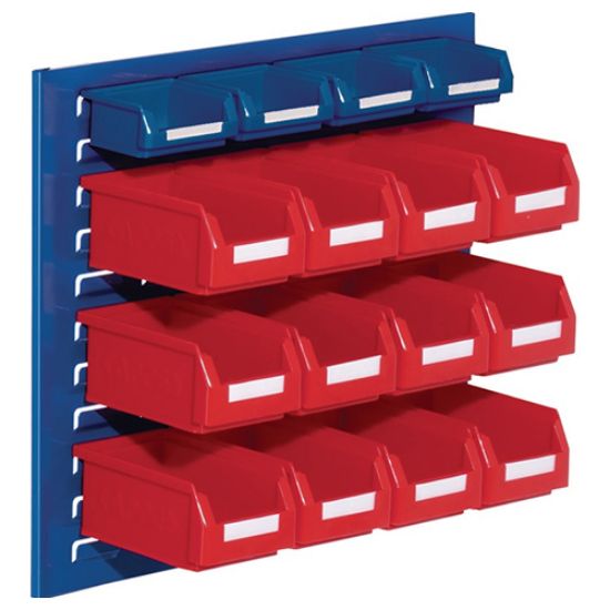 SET SKLADIŠČNIH ZABOJEV, Z JEKLENO NOSILNO PLOŠČO, 500X250X450 mm, 16 ZABOJEV