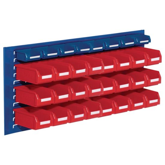 SET SKLADIŠČNIH ZABOJEV, Z JEKLENO NOSILNO PLOŠČO, 500X250X450 mm, 32 ZABOJEV